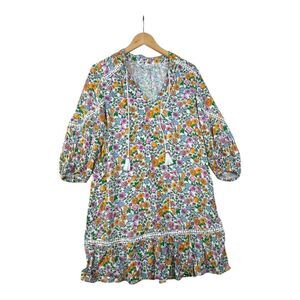 Crown & Ivy Floral Print Peasant Multicolor Long Sleeve Dress size‎ Small